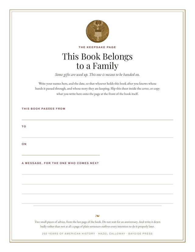 The printable keepsake sheet, with ruled lines for names, the date and a message.
