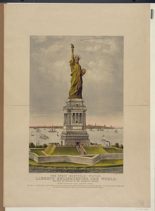 A chromolithograph of the Statue of Liberty, 1885.