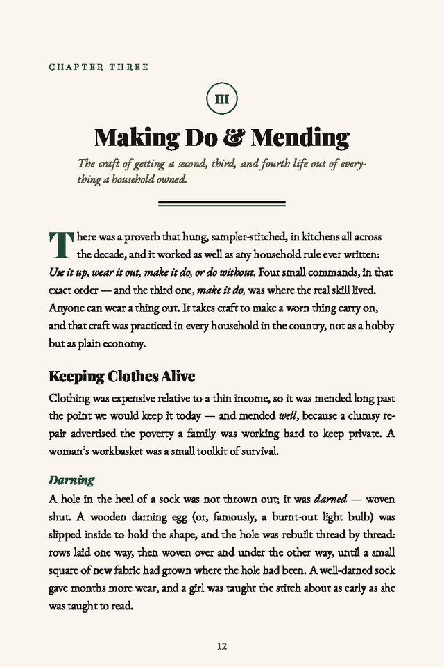 The opening page of Chapter III, Making Do and Mending