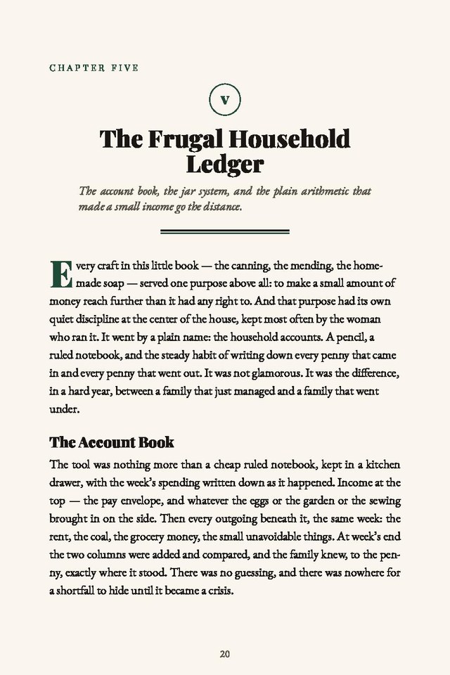The opening page of Chapter V, The Frugal Household Ledger